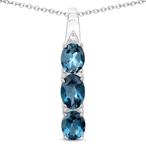 London Blue Topaz & White Diamond Sterling Silver Pendant