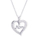 Silver Plated Cubic Zirconia Mom Baguette Heart Pendant With An 18' Chain - leathersilkmore.com