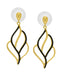 Yellow Gold Plated Black Cubic Zirconia Leaf Drop Earrings