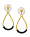 Yellow Gold Plated Black Cubic Zirconia Teardrop Stud Earrings