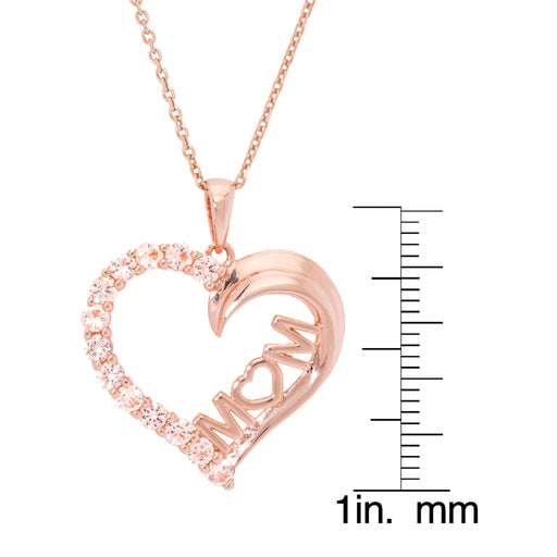 Rose Plated Simulated Morganite Mom Heart Pendant With An 18" Chain