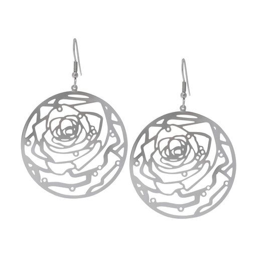 Silver-plated Stainless Steel Circle Flower Earrings