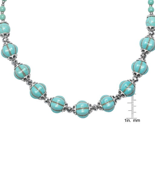 Silver Plated Chunky Bead Turquoise Dyed Howlite Necklace