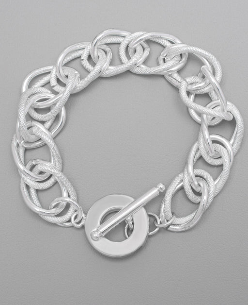 Silver Plated Thick Toggle Link Bracelet