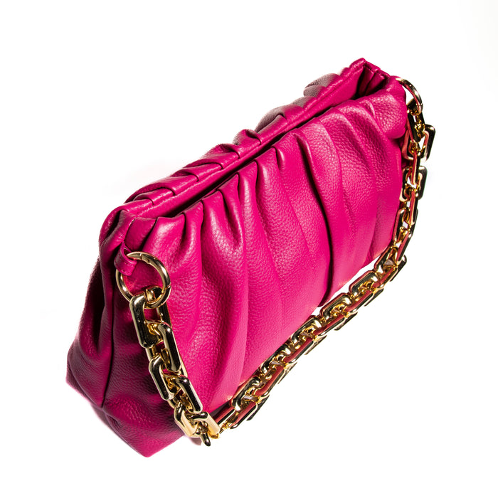 Sophia Leather Clutch Bag with Chain Handle