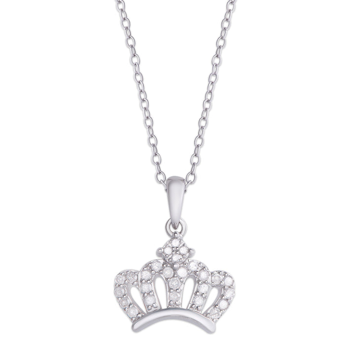 Sterling Silver .21ct Diamond Crown Pendant