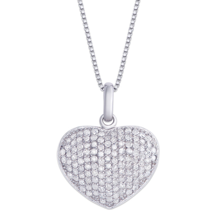 Sterling Silver .60 Ct Diamond Heart Locket Pendant
