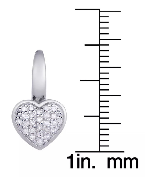 Sterling Silver 14Ct Diamond Heart Lever Back Earring