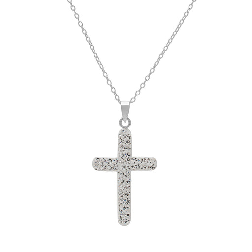 Sterling Silver Clear Crystal Cross Pendant