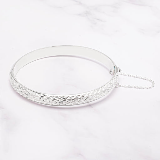 Sterling Silver Crystal-Cut Bangle Bracelet