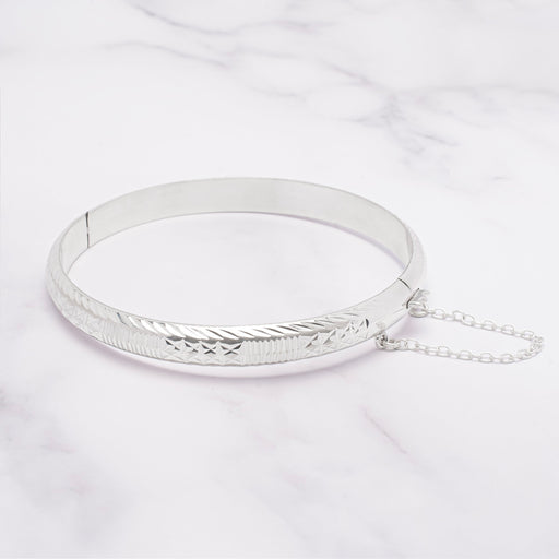 Sterling Silver Pattern Bangle Bracelet