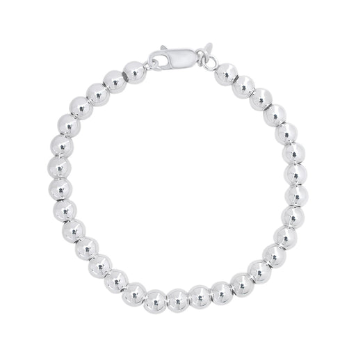 6MM Loose Bead Silver Bracelet 7.5" - leathersilkmore.com